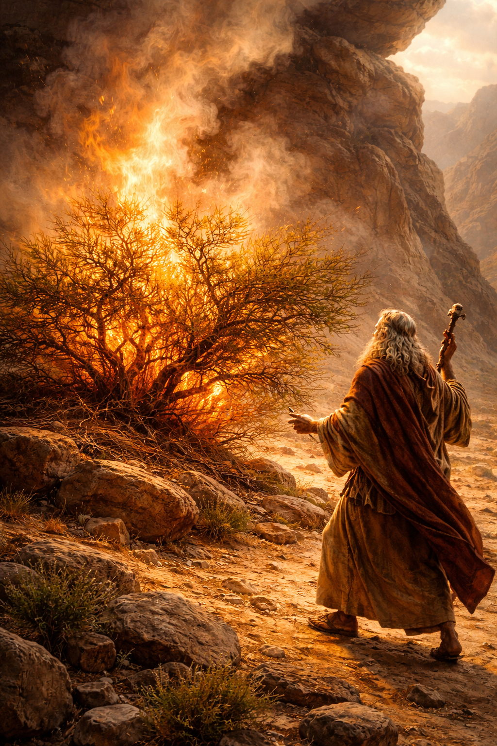 Burning an Acacia bush