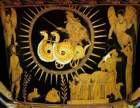 medea rides the beasts, therion, serpents